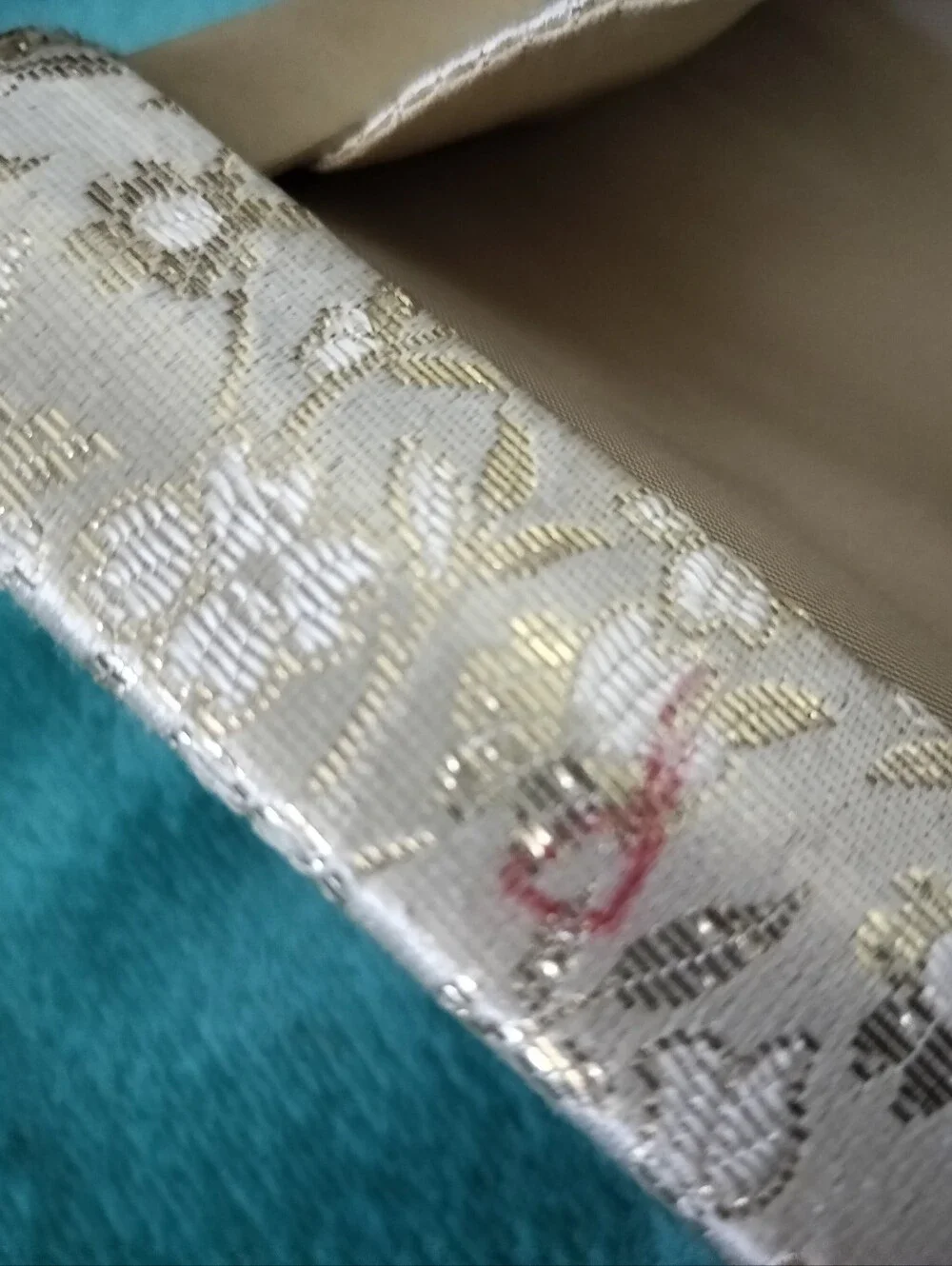 Vintage Mid-Century Gold Floral Brocade Envelope Clutch Snap Closure
